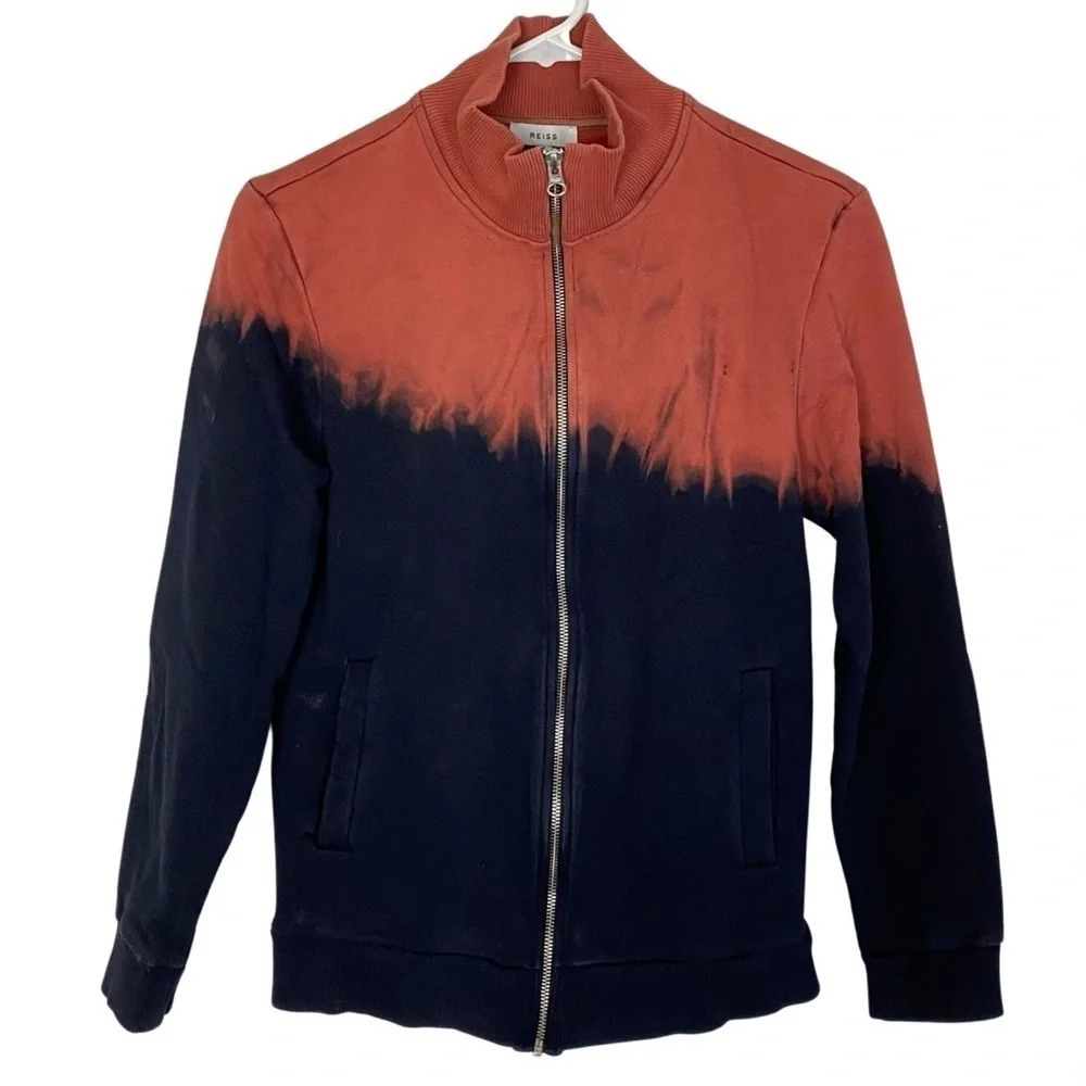 Reiss Two-Tone Rust and Navy Bomber Jacket